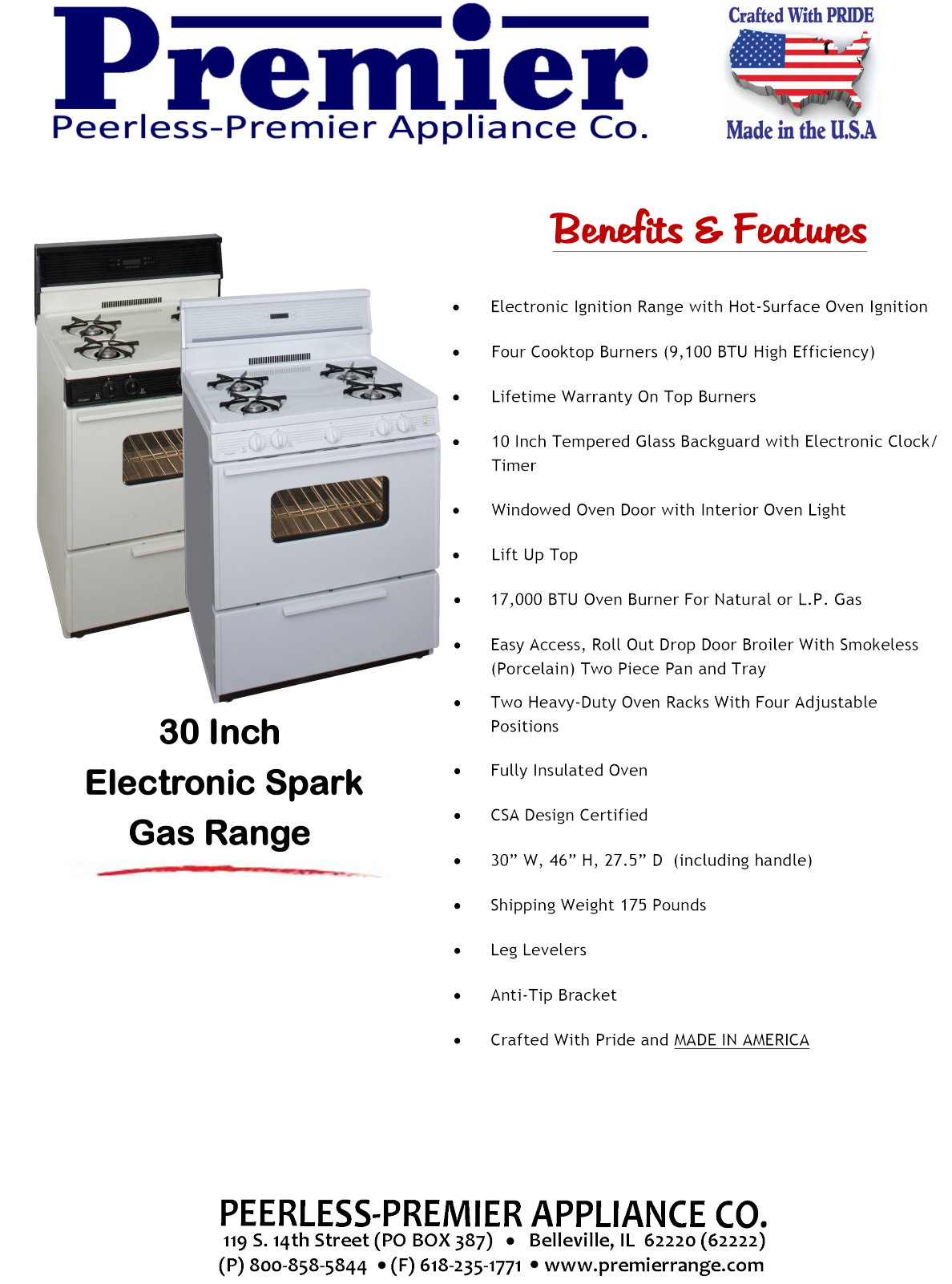 Premier SFK240WP Specifications - ManualMachine.com