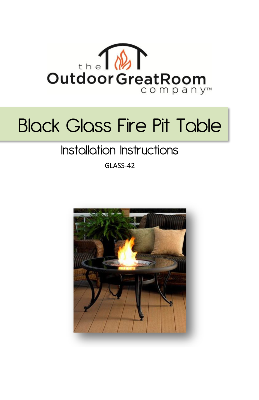 Outdoor Great Room Black Glass Fire Pit Table User Manual