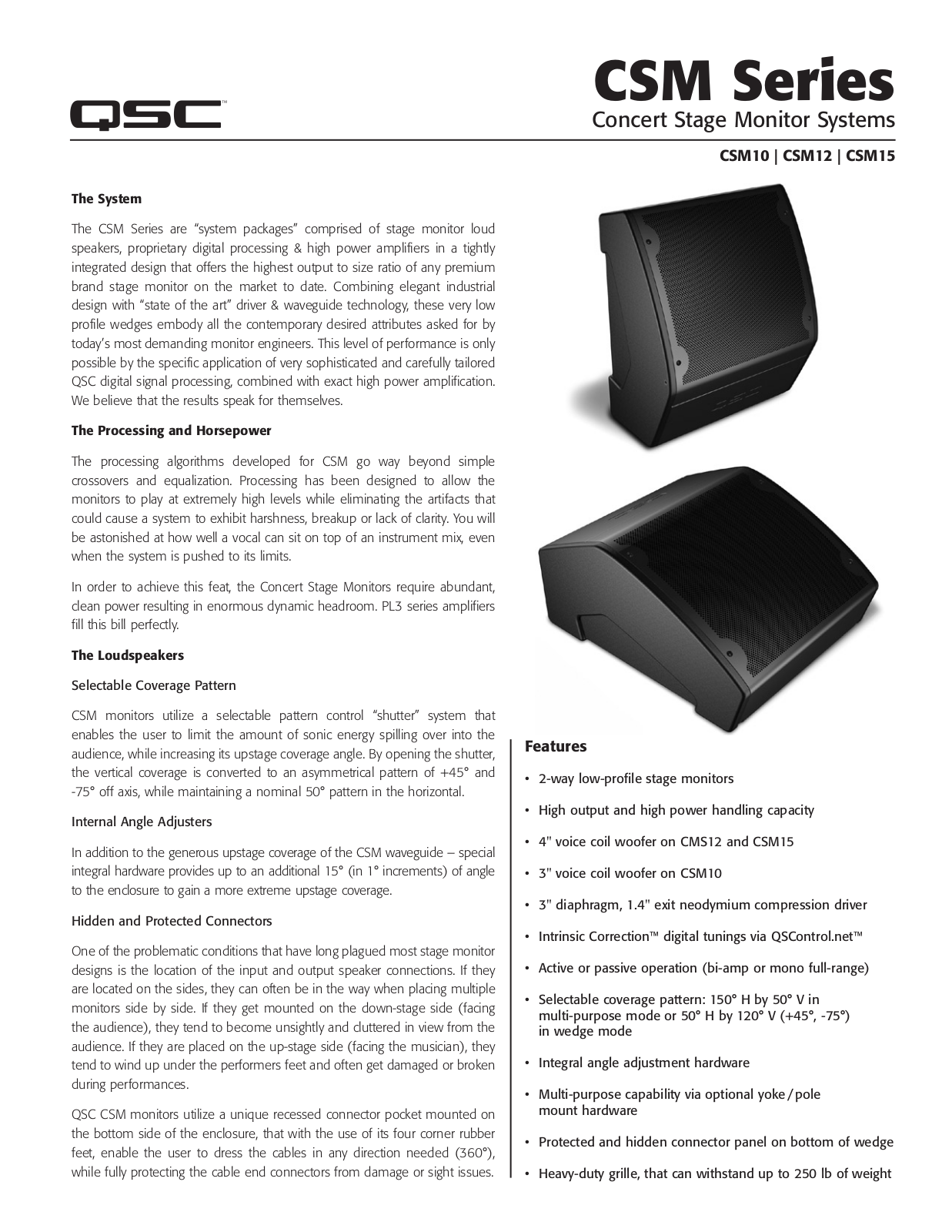 Qsc audio CSM15 07-21-09, CSM12 07-21-09, CSM10 07-21-09 User Manual