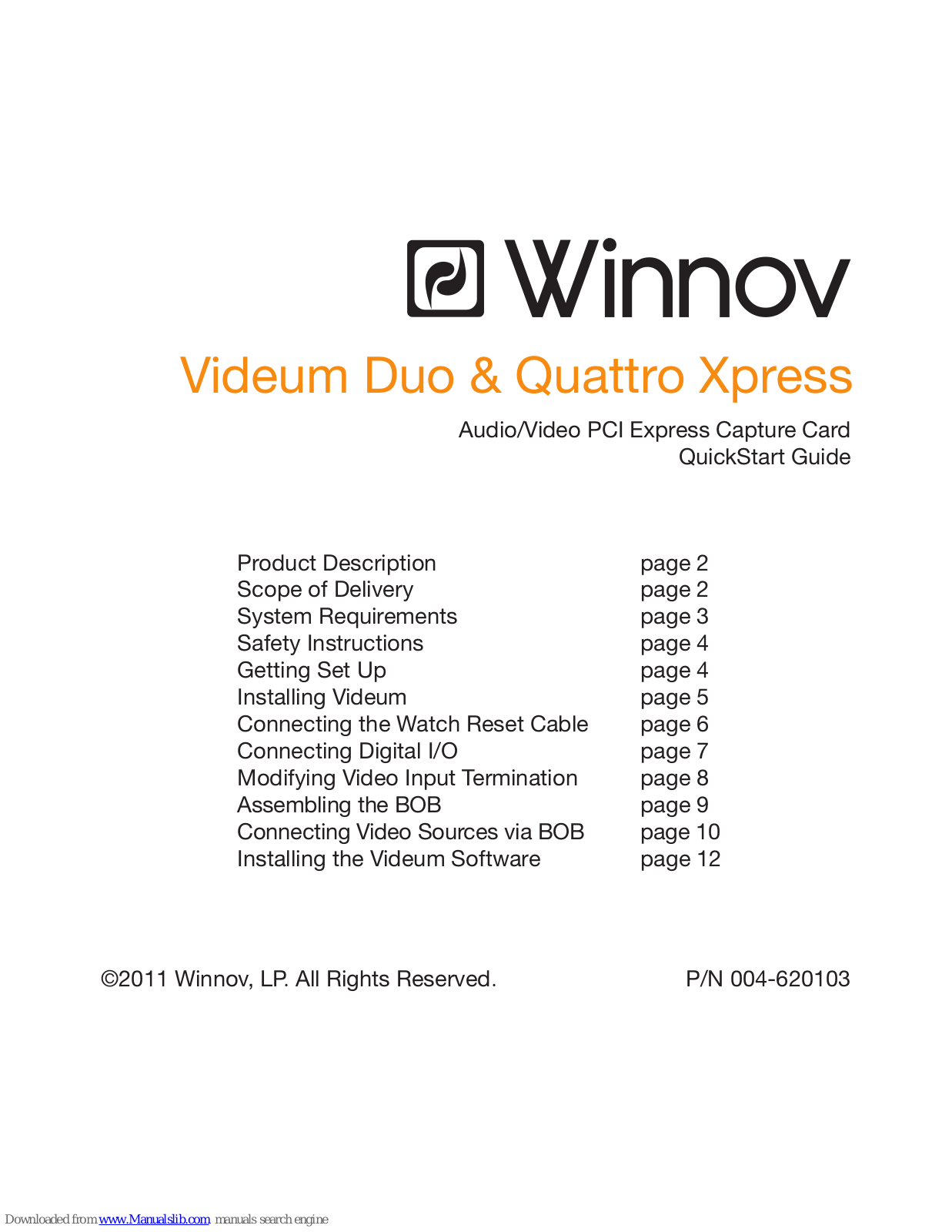 Winnov Videum Duo, Quattro Xpress Quick Start Manual