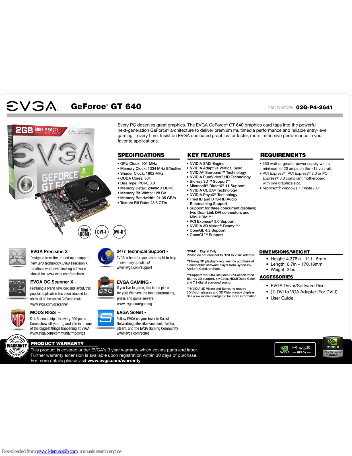 EVGA GeForce GT 640 Specifications - ManualMachine.com
