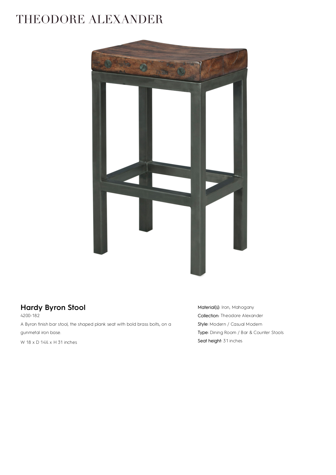 Theodore Alexander FPLJ1107 Specifications - ManualMachine.com
