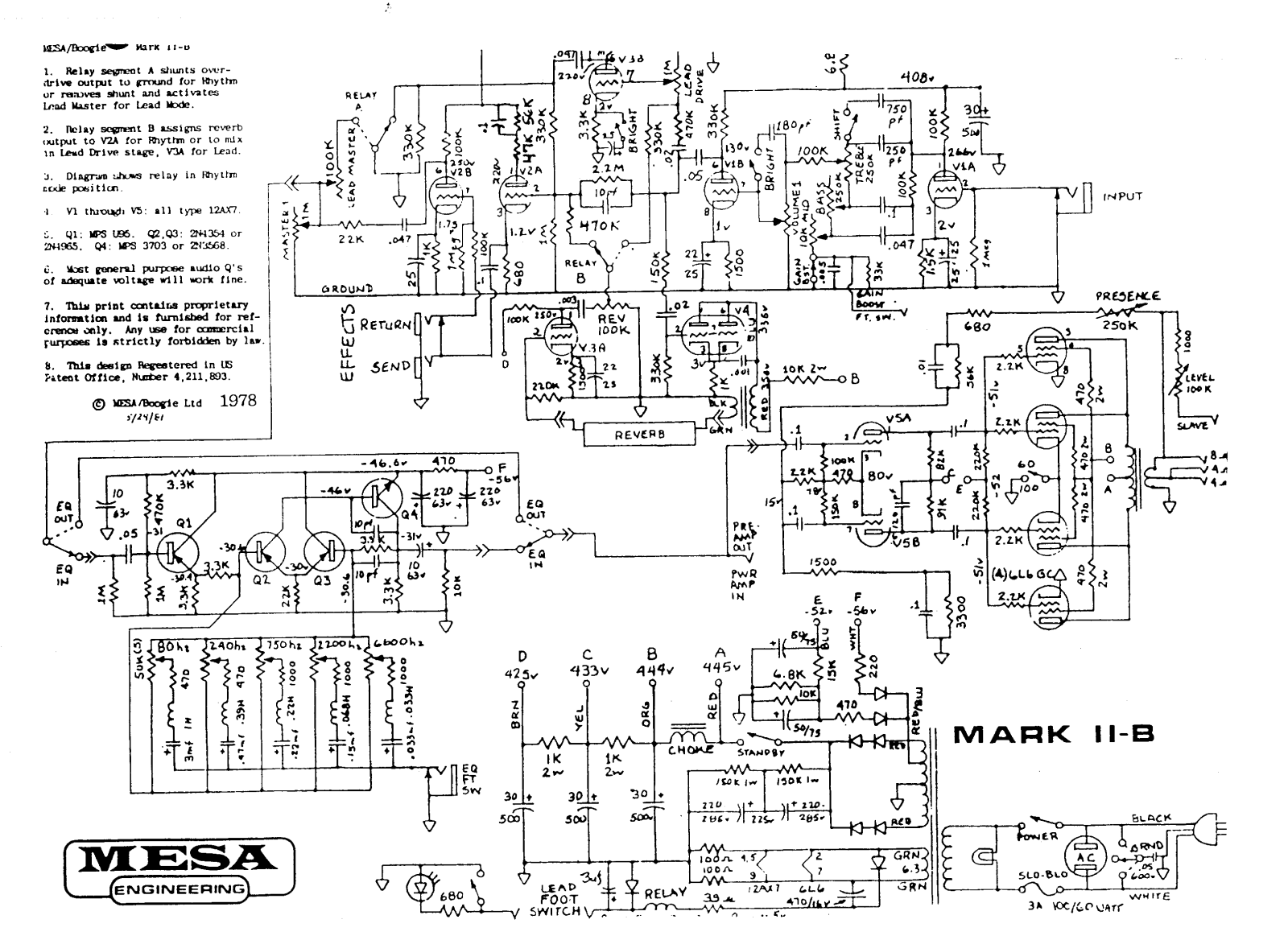 Mesa Boogie mark 2b schematic