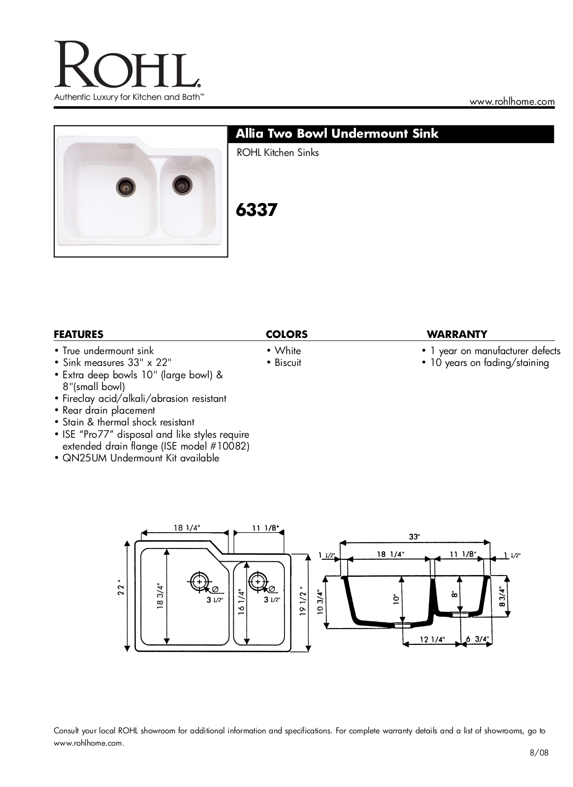 Rohl 633768 Specs