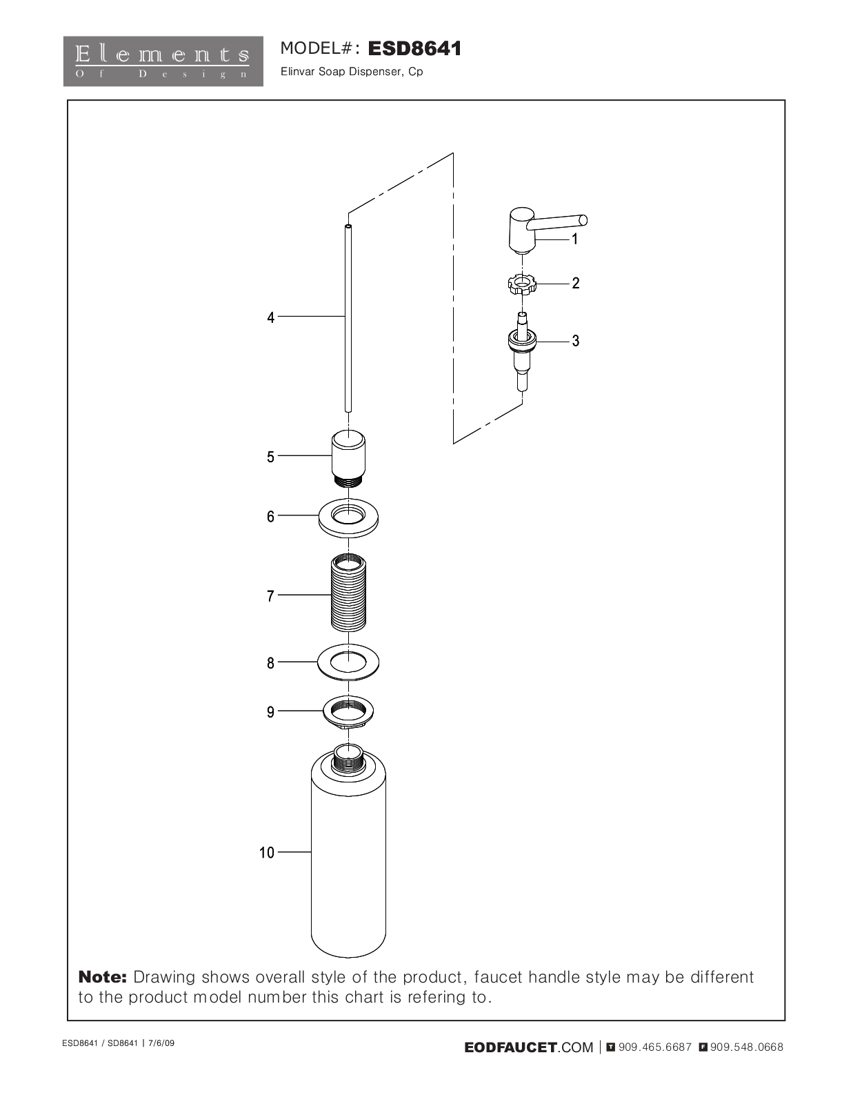 Elements of Design EDE2815 Service Parts - ManualMachine.com