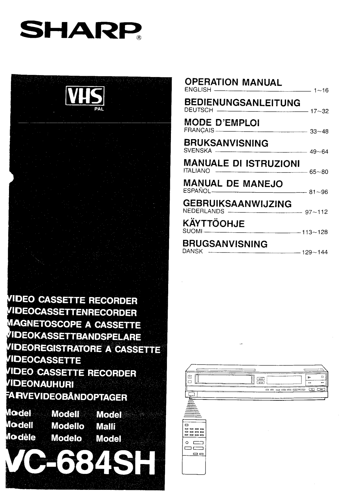 SHARP VC-684SH User Manual