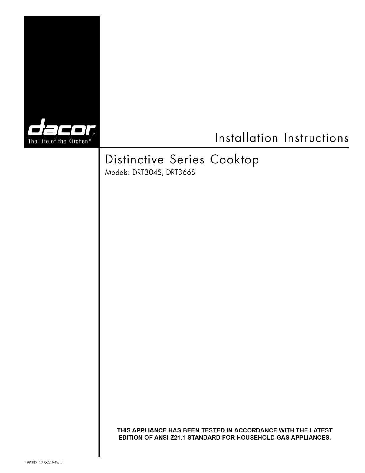Dacor DRT304SLP, DRT304SLPH, DRT304SNG, DRT304SNGH, DRT366SLP Installation Guide - ManualMachine.com