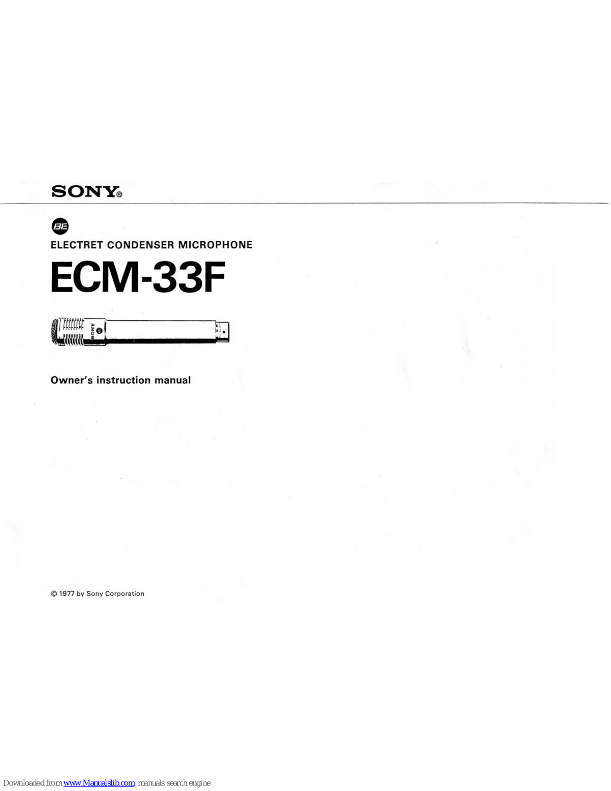 Sony ECM-33F Owner's Instruction Manual