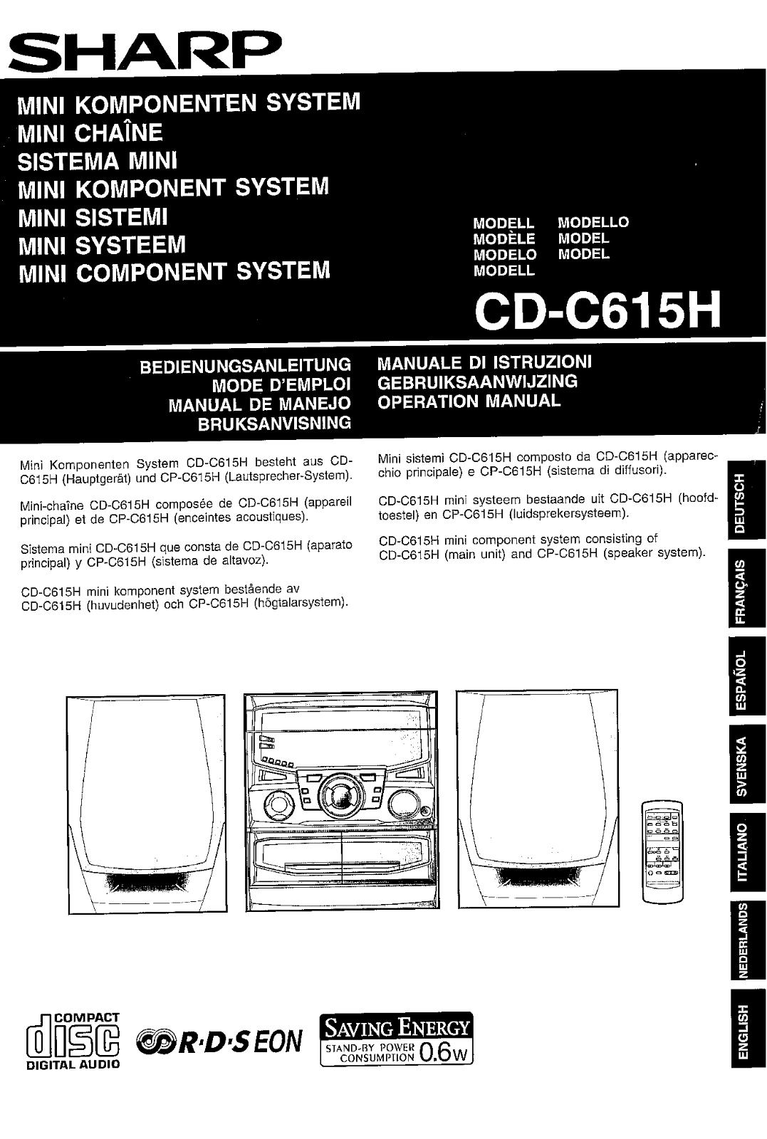 Sharp CD-C615H User Manual