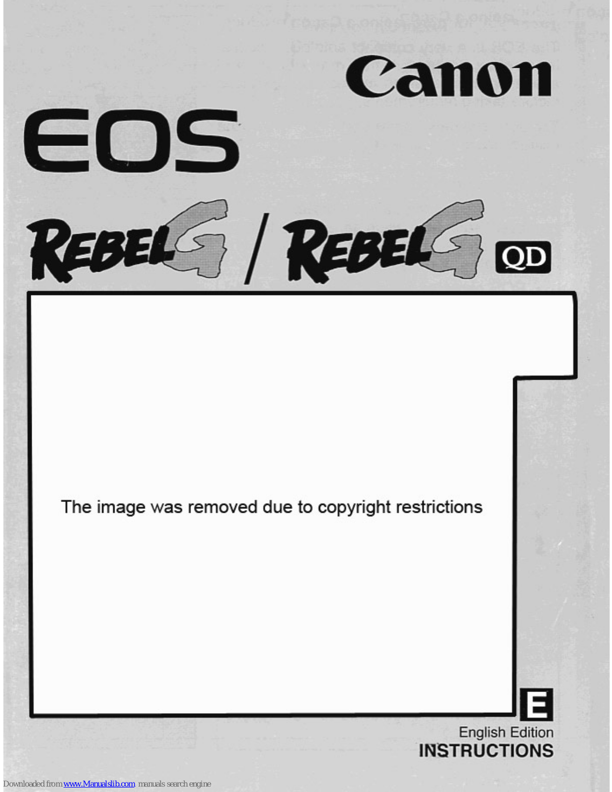 Canon EOS, EOS Rebel G QD Instructions Manual