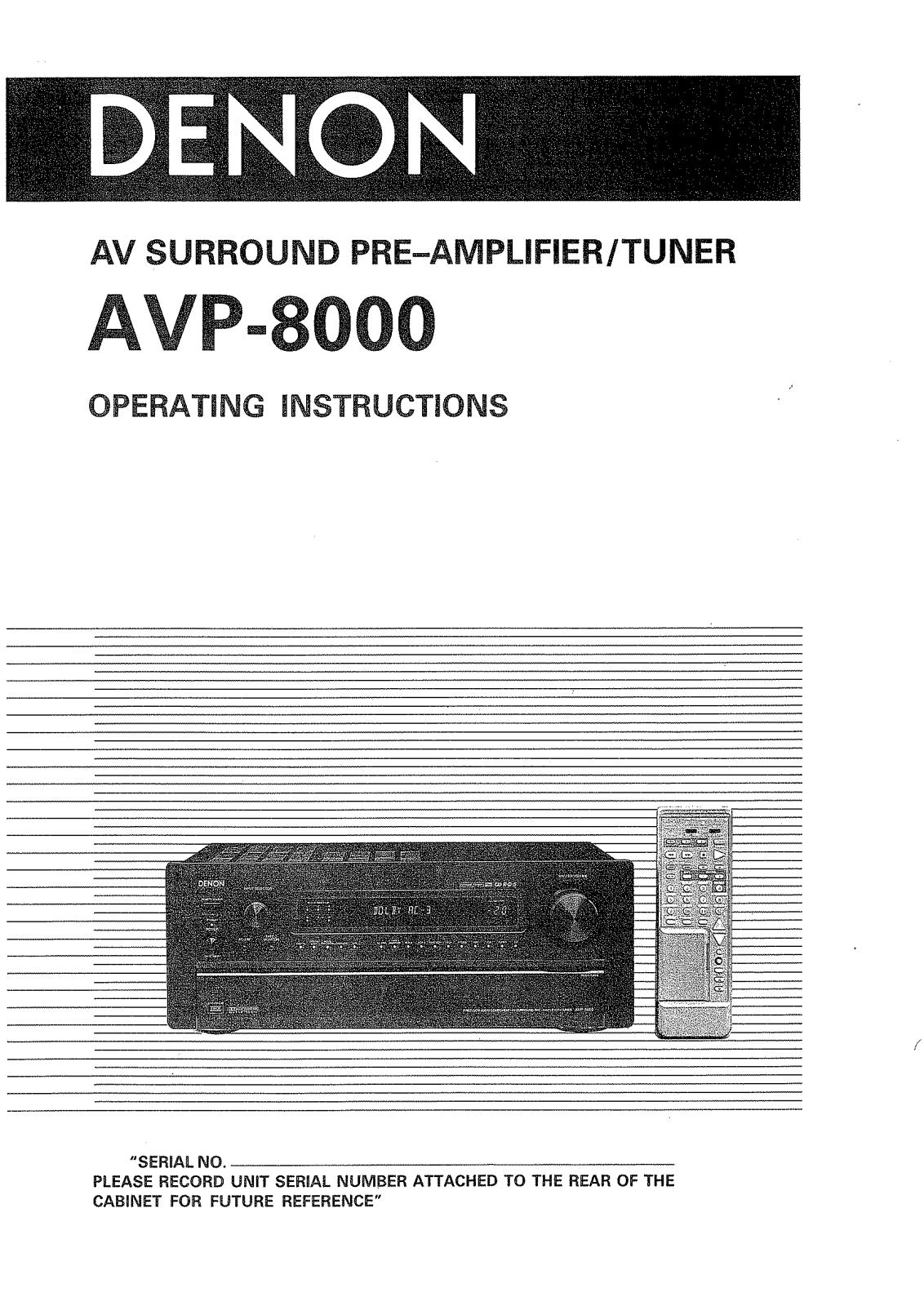 Denon AVP-8000 Owners Manual