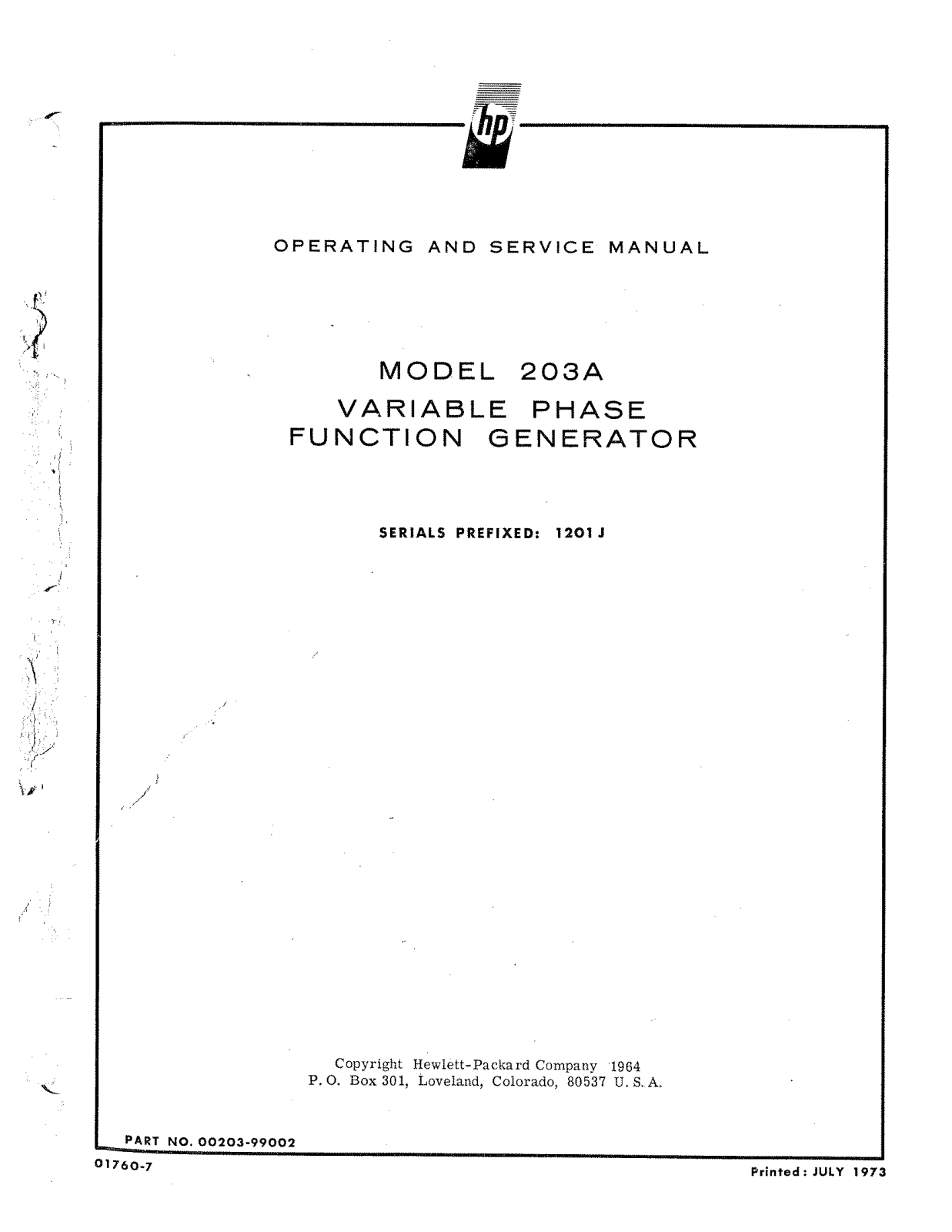 Hewlett-Packard 203A User Manual