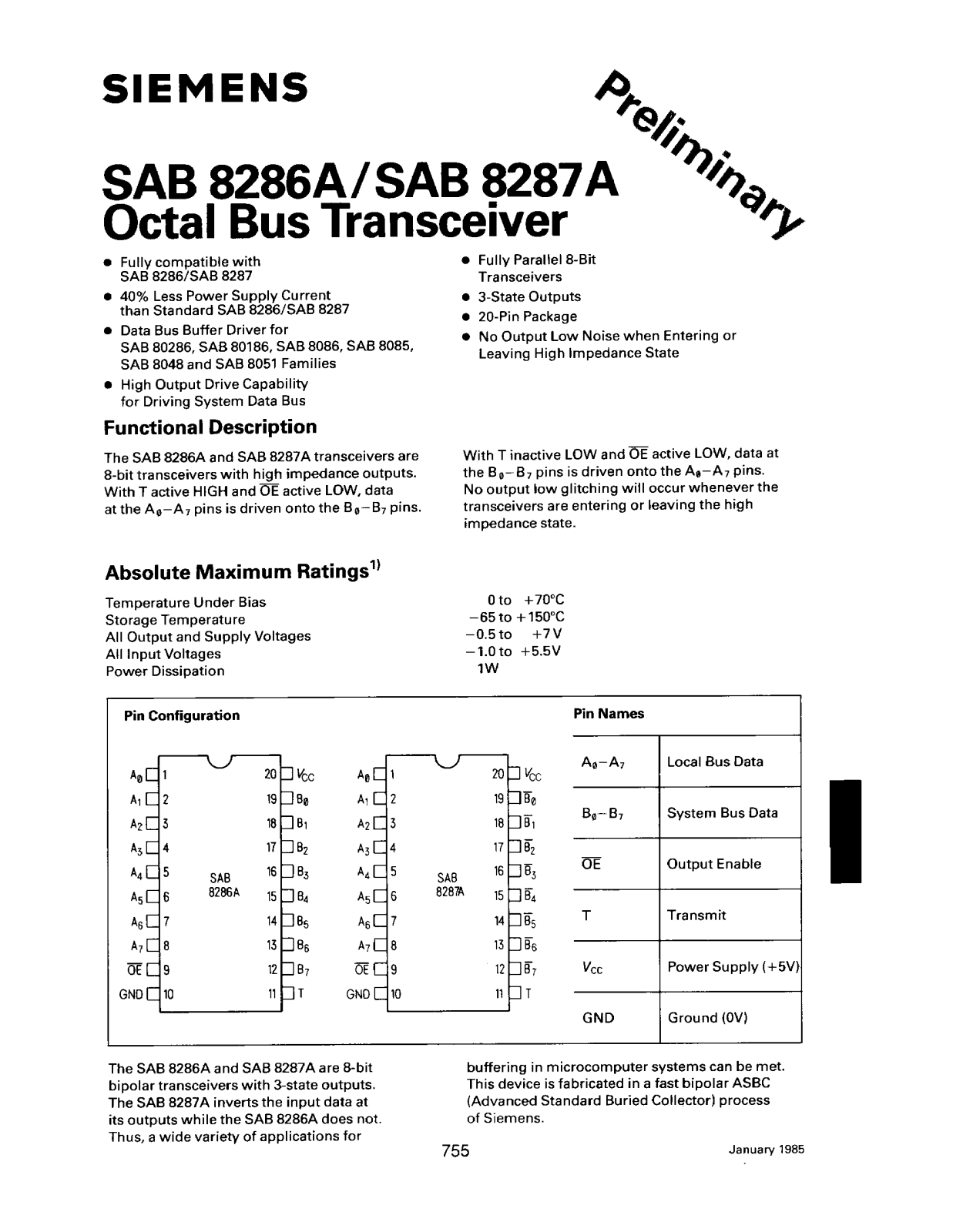 Siemens SAB8286A-P, SAB8287A-P Datasheet