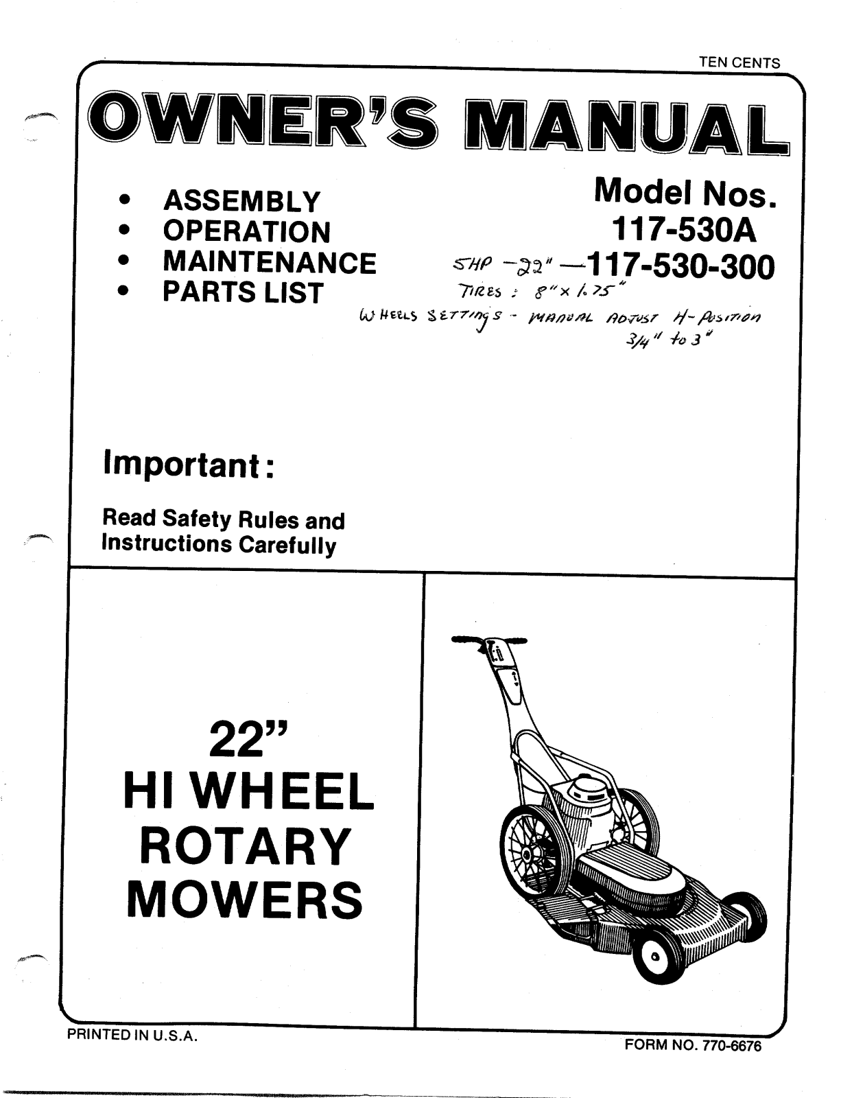 Bolens 117-530-300 User Manual