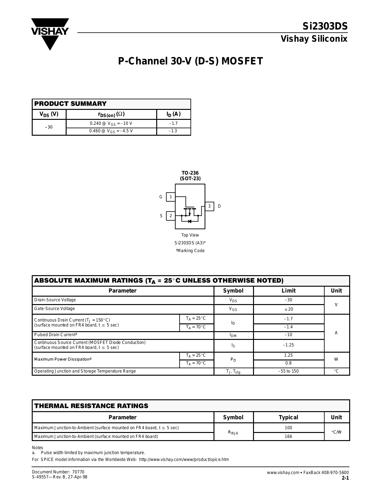 Vishay Si2303DS Schematic