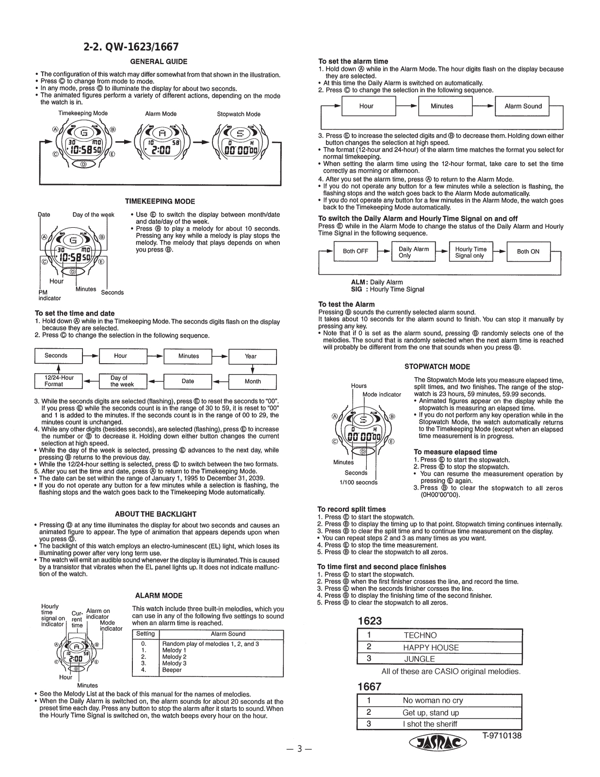 Casio QW-1667 User Manual