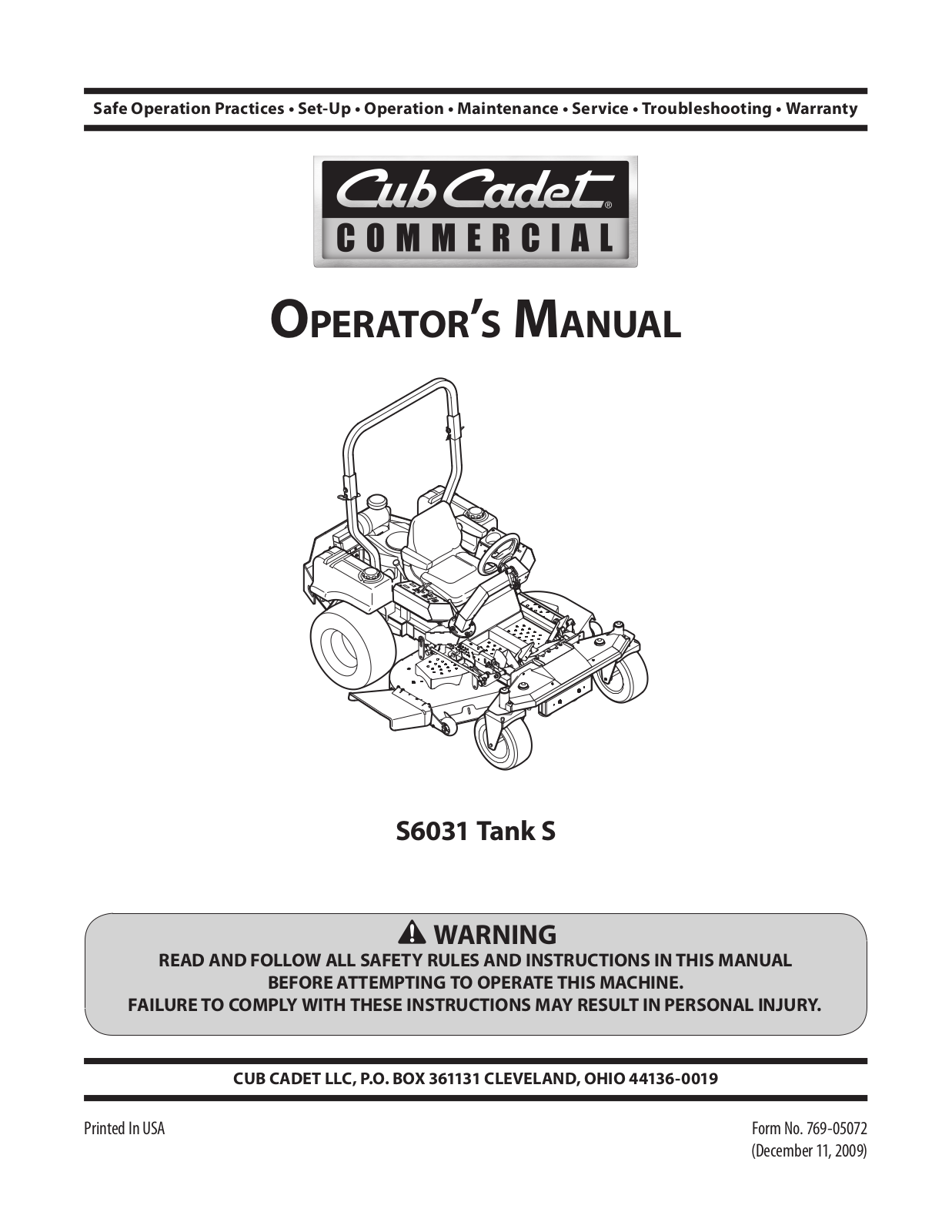 Cub cadet S6031 User Manual