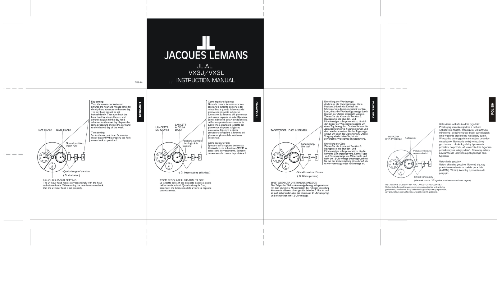 Jacques Lemans Milano 1-1950C operation manual