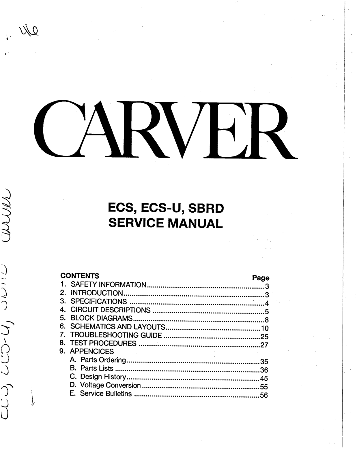 Carver ECSU Service manual