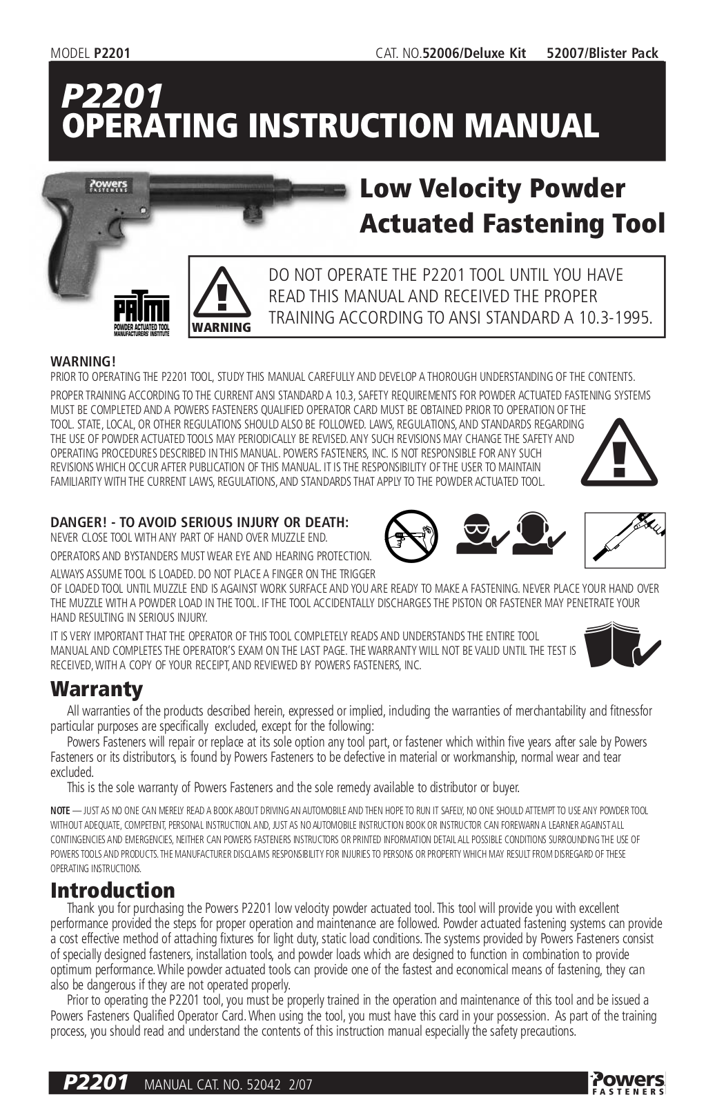 Powers Fasteners P2201 Operating Instructions Manual - ManualMachine.com