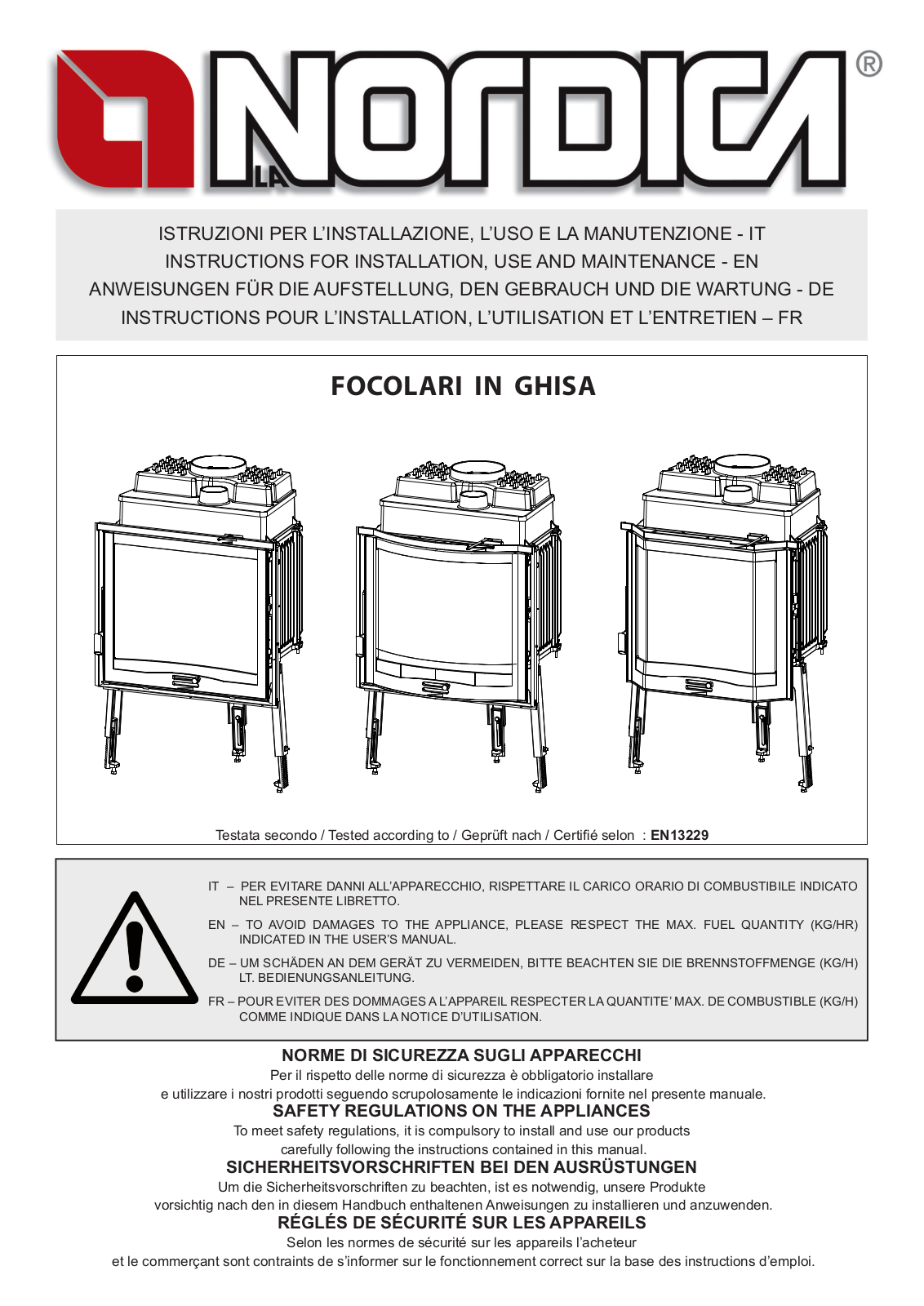 La Nordica Focolare 60 Piano, Focolare 70 Tondo User guide