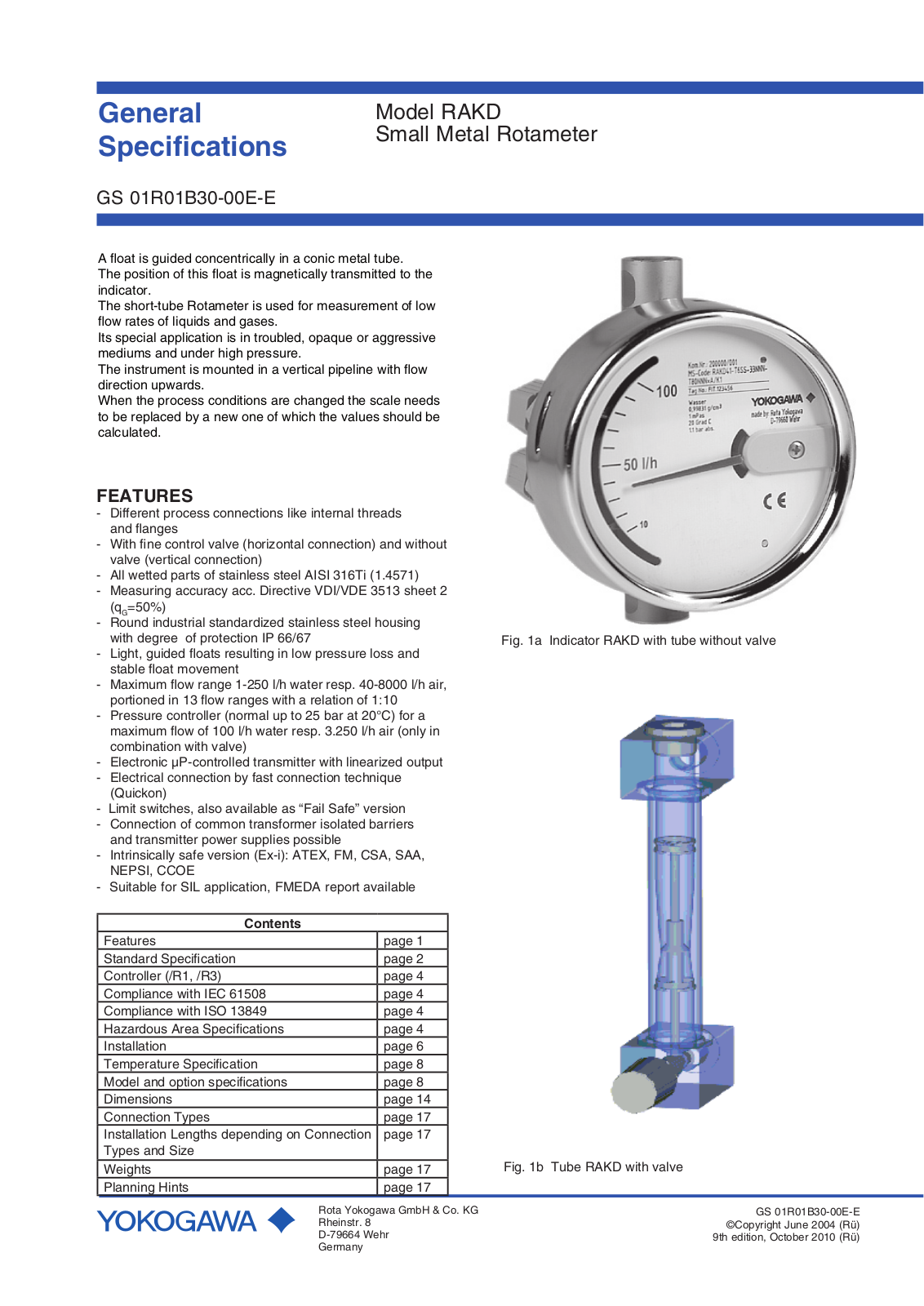 Yokogawa RAKD Data sheet