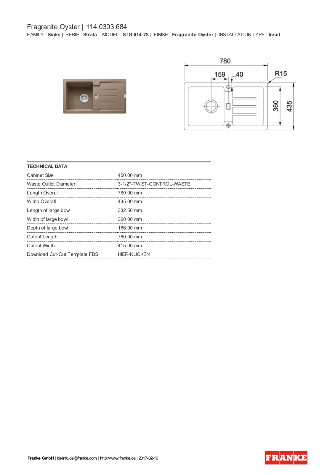 Franke 114.0303.684 Service Manual