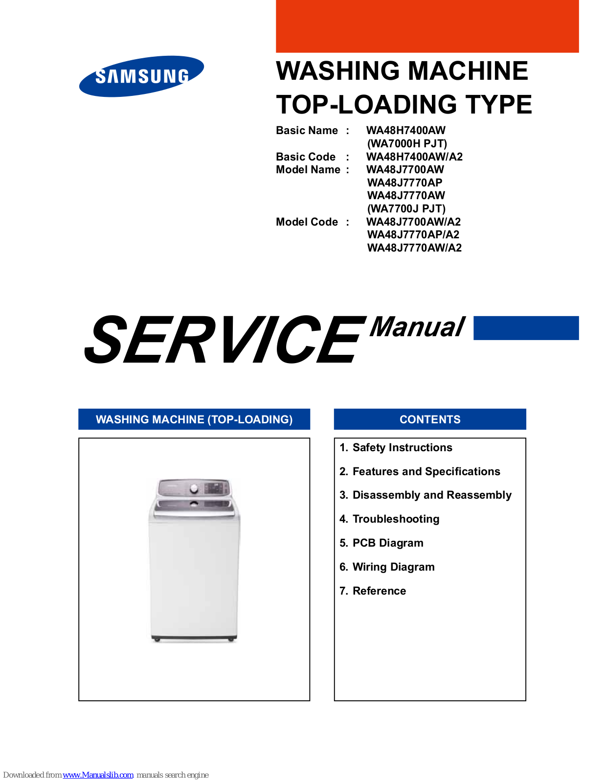 Samsung WA48J7700AW, WA48J7770AP, WA48J7770AW Service Manual