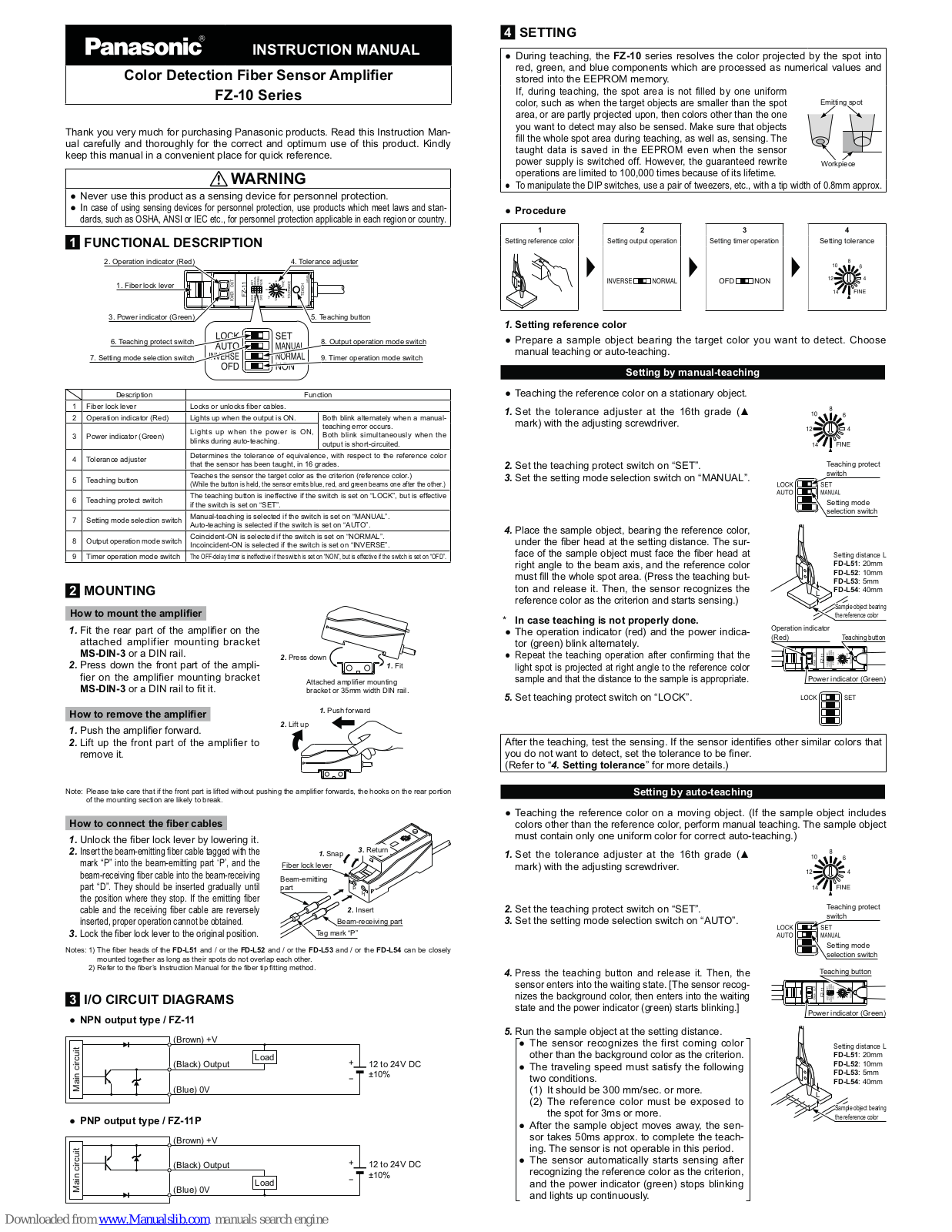 Panasonic FZ-11, FZ-11P Instruction Manual