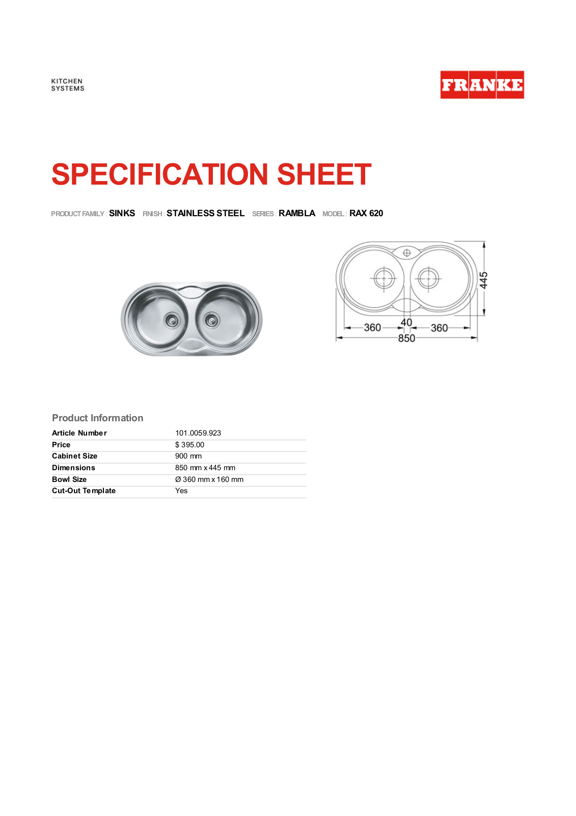 Franke Foodservice RAX 620 User Manual