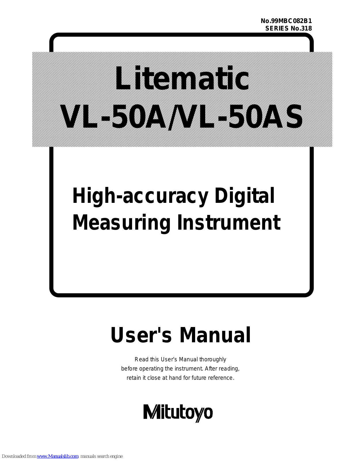 Mitutoyo VL-50A, VL-50AS User Manual