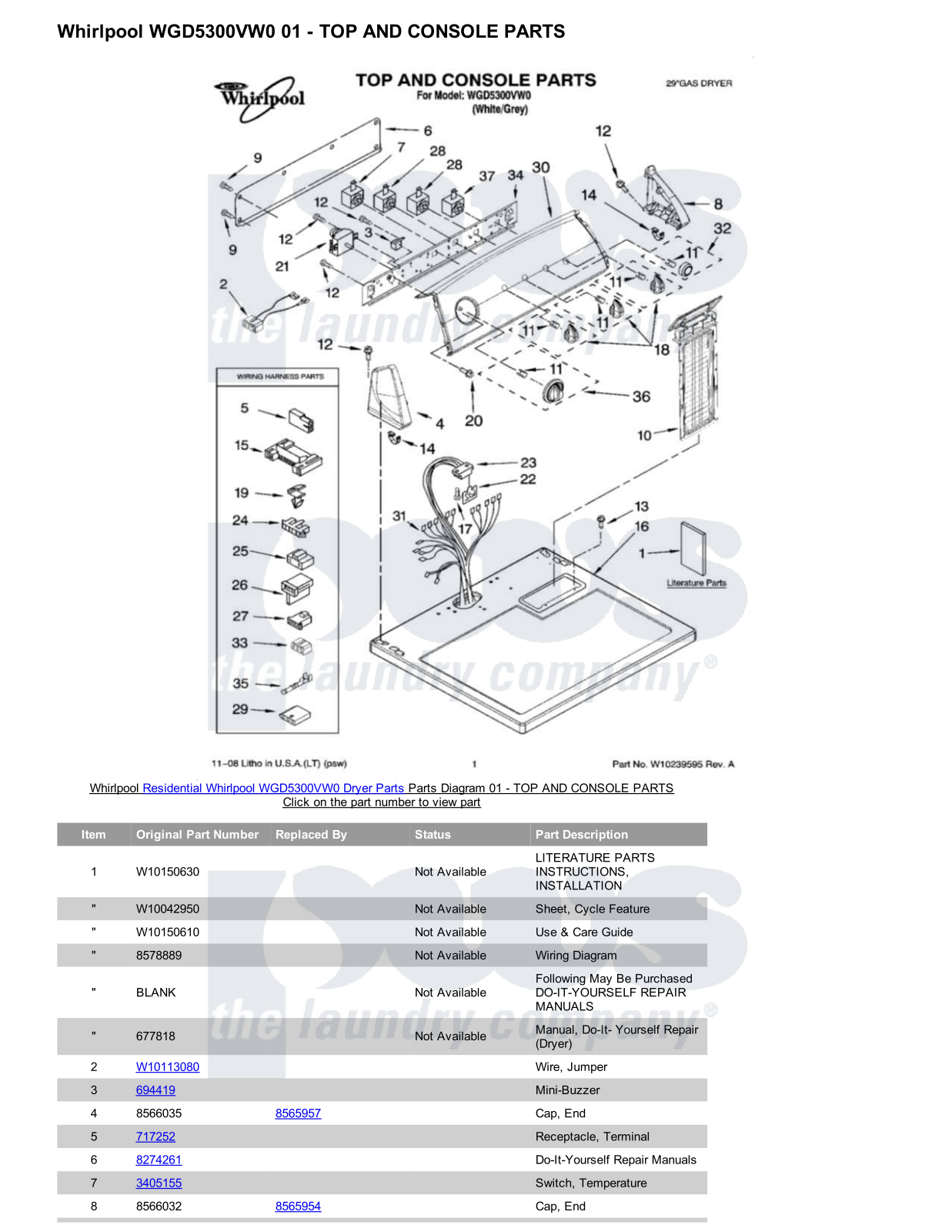 Whirlpool WGD5300VW0 Parts Diagram