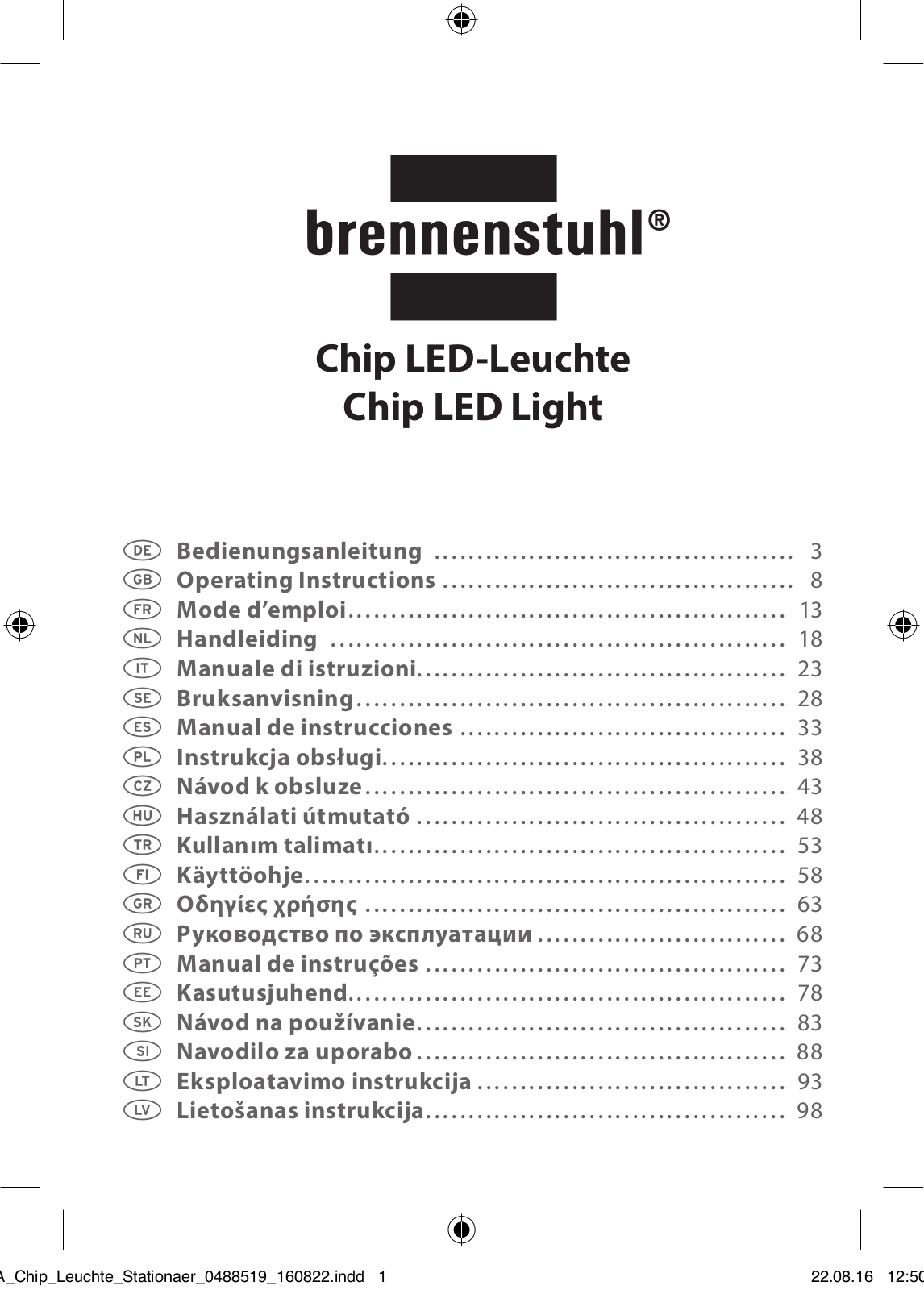 Brennenstuhl Chip LED Light Operating Instructions