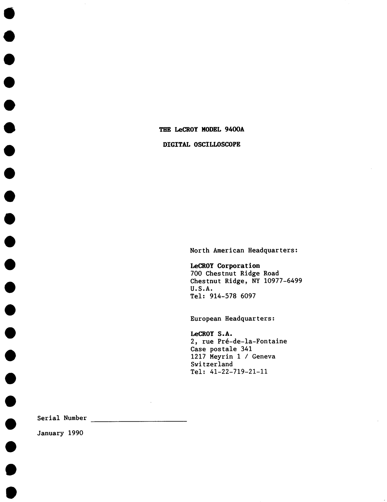 LeCroy 9400A User Manual - ManualMachine.com