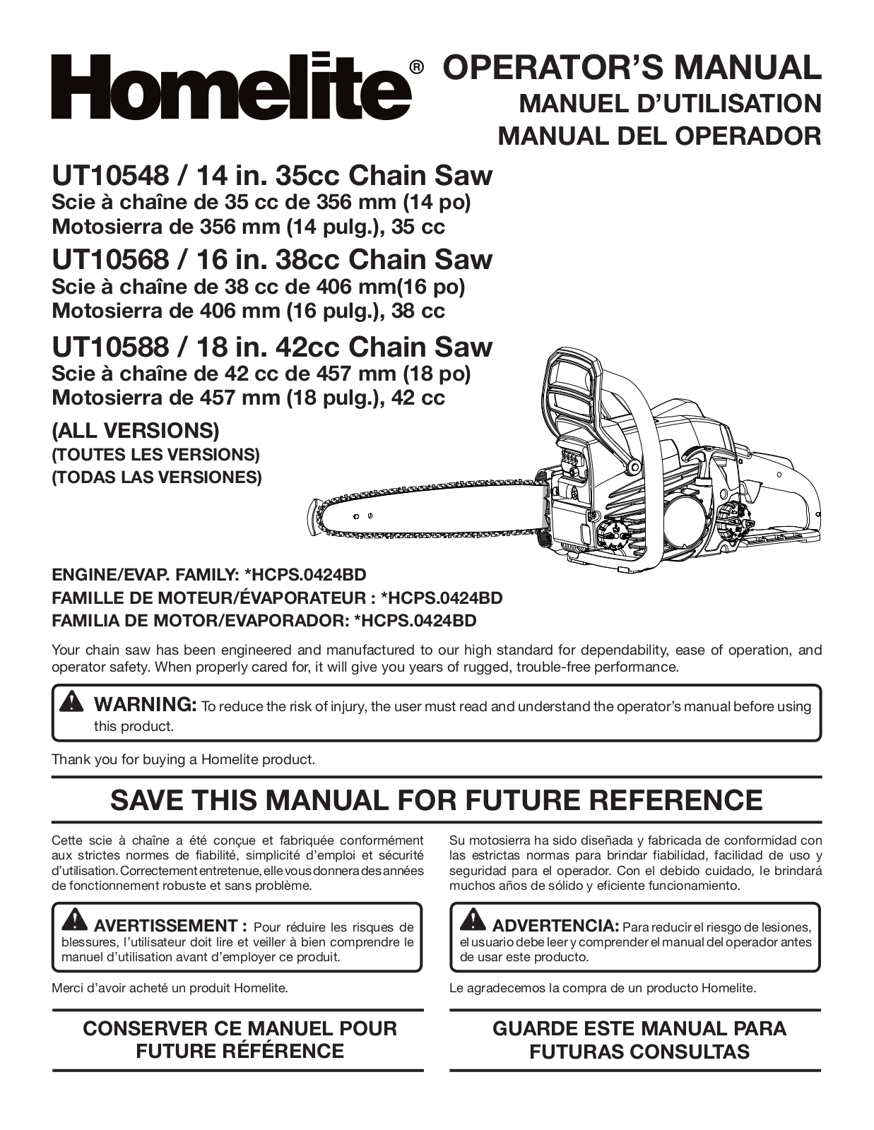 Homelite UT10568, UT10588, UT10548 User Manual