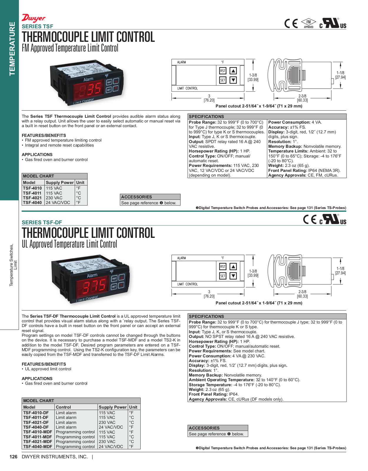 Dwyer Instruments SERIES TSF-DF Catalog Page