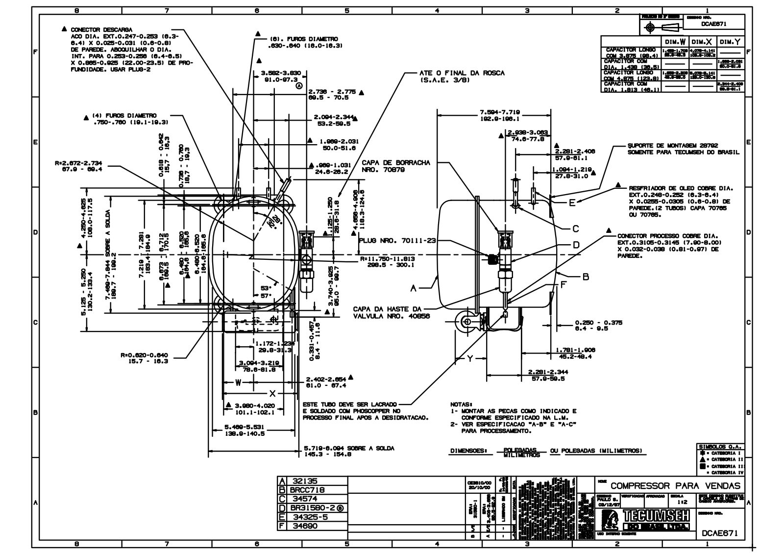 Tecumseh AEA2413AXA Drawing Data