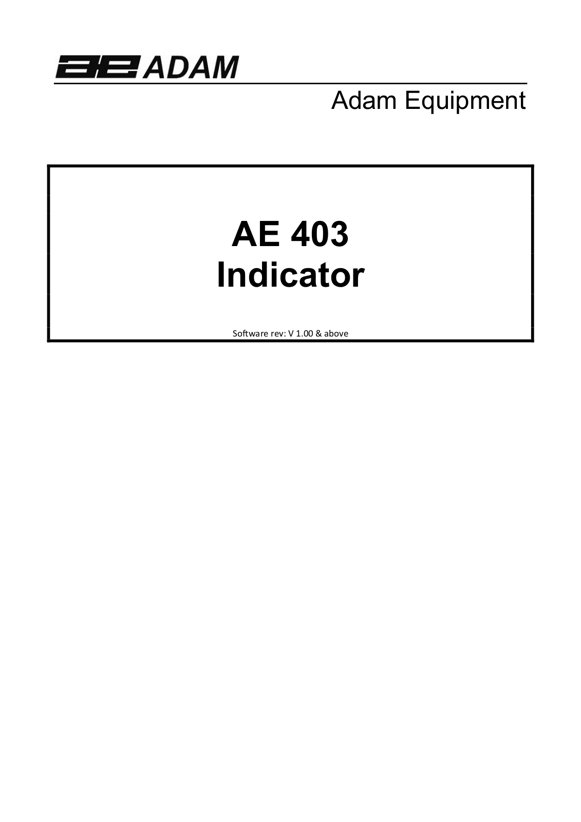 Adam Equipment AE 403 User Manual