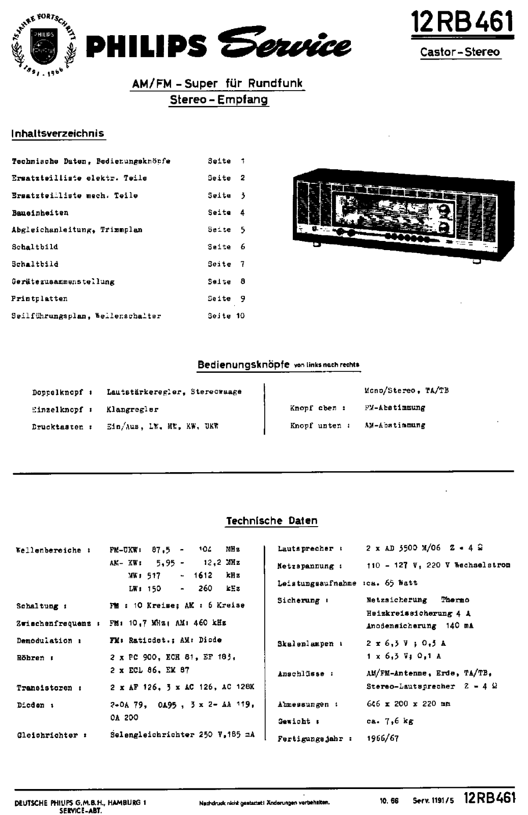 Philips 12-RB-461 Service Manual