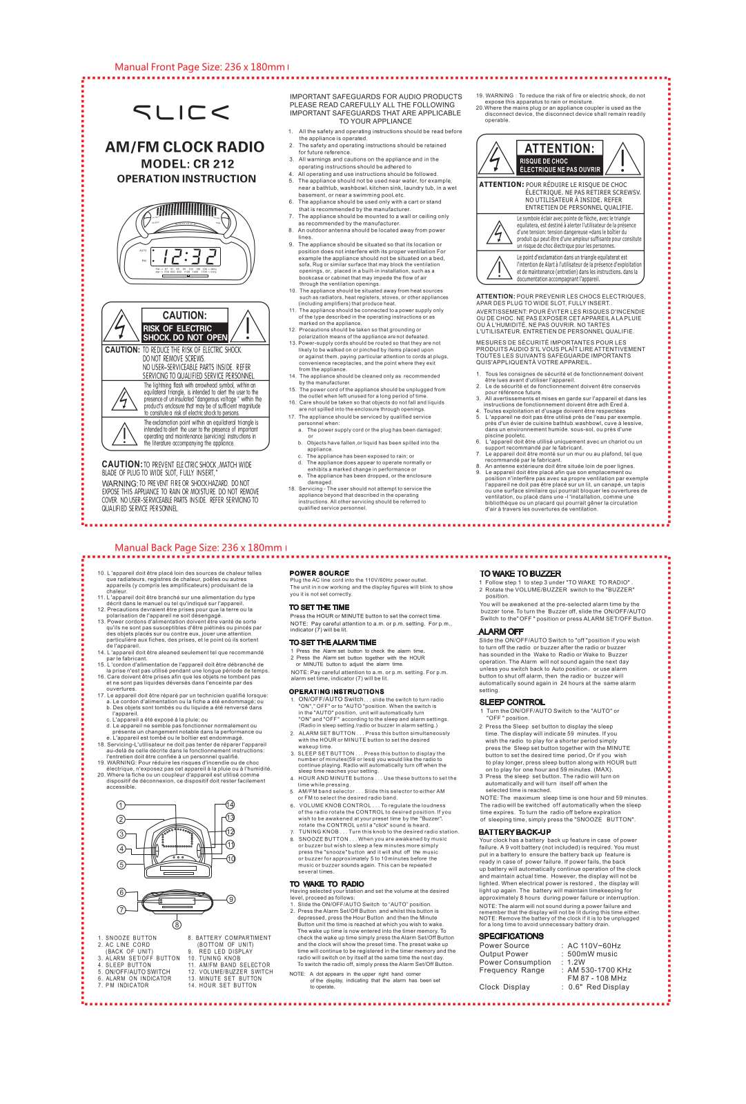 Slick CR 212 User Manual