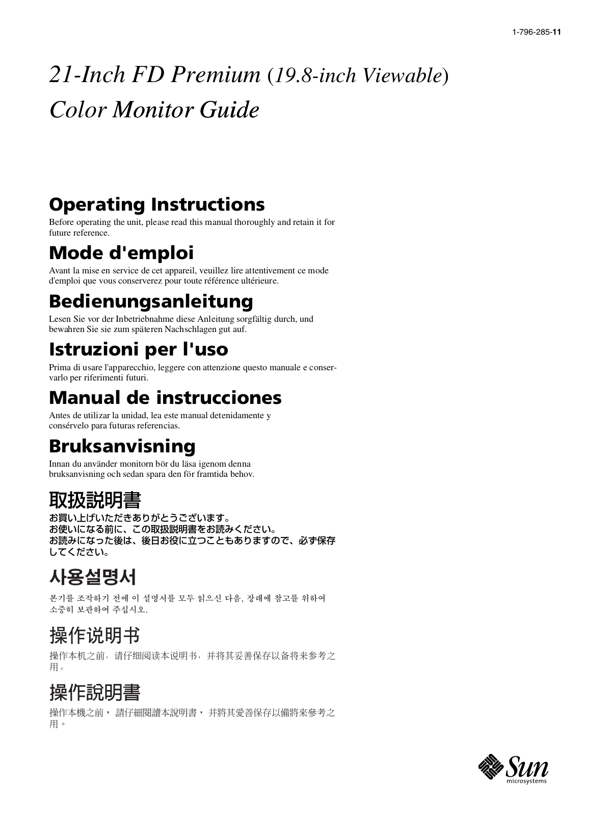 Sony GDM-5510 User Manual