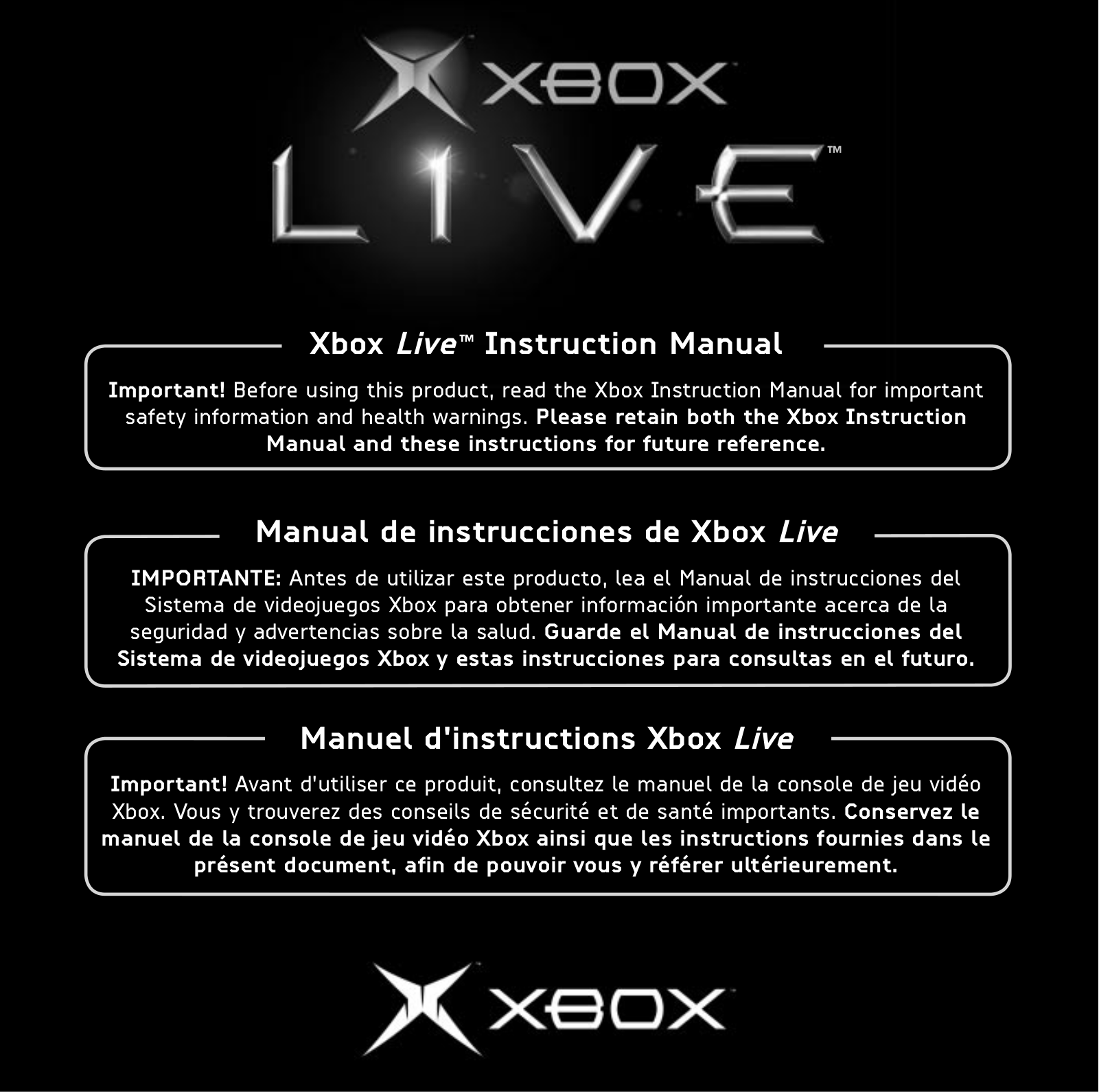 Microsoft XBOX LIVE User Manual