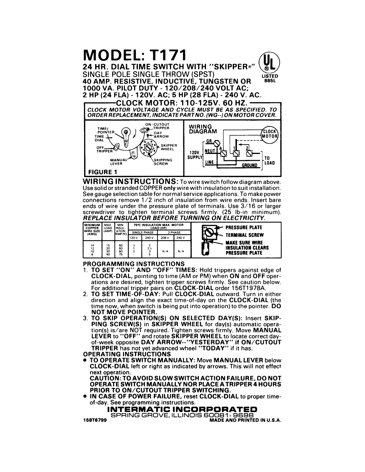 Grieve Corporation T171 User Manual