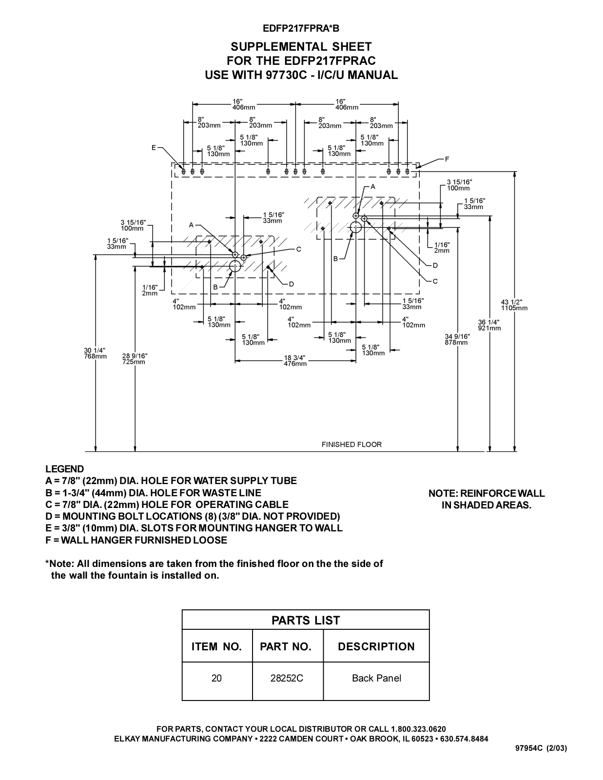 Elkay EDFP217FPRAK Installation Manual