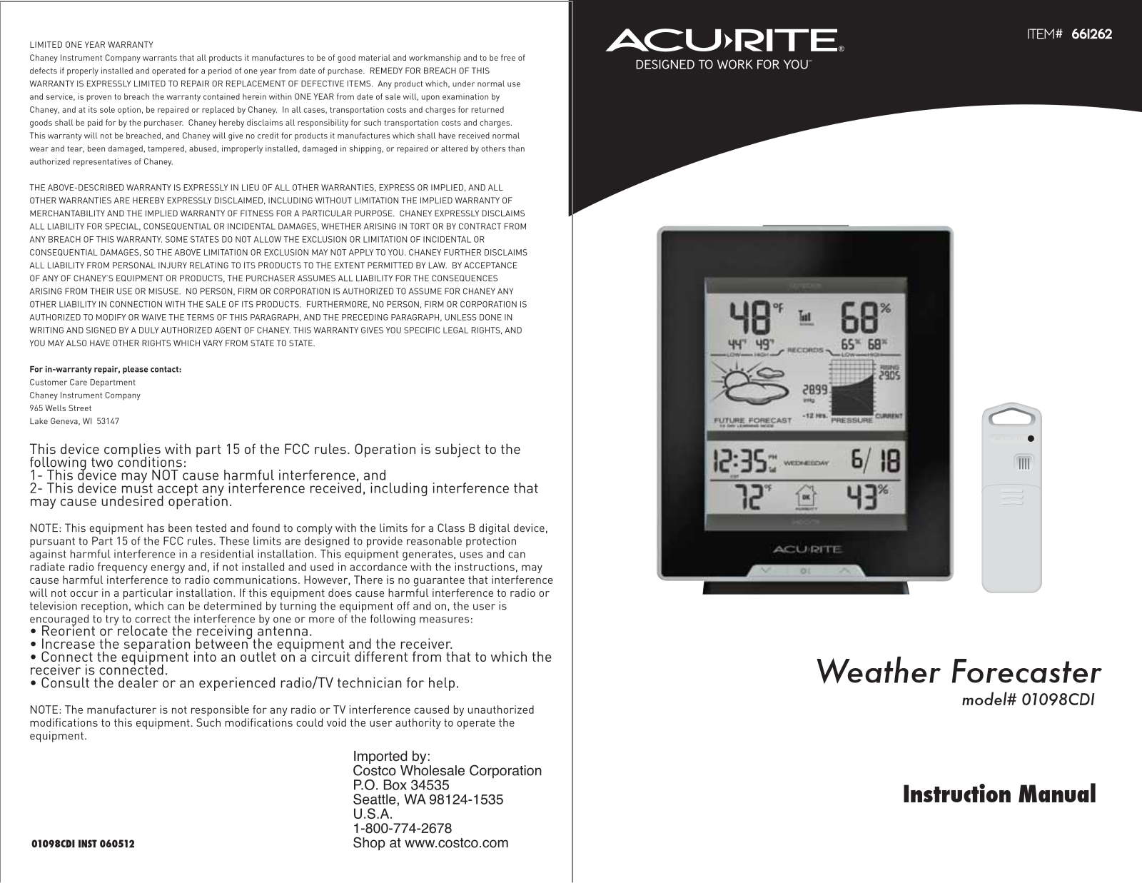 Acu-Rite 01098CDI User Manual