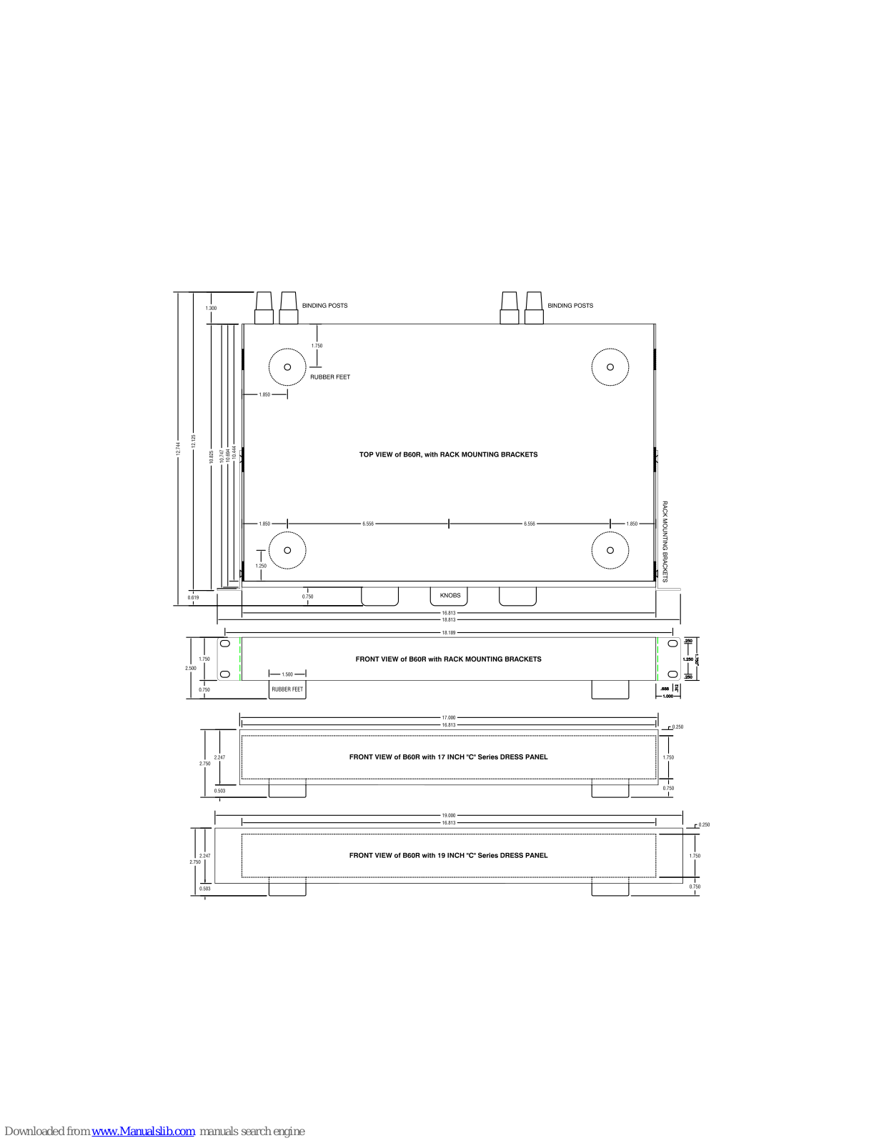 Bryston C Series B60R, B60R Exterior Dimensions