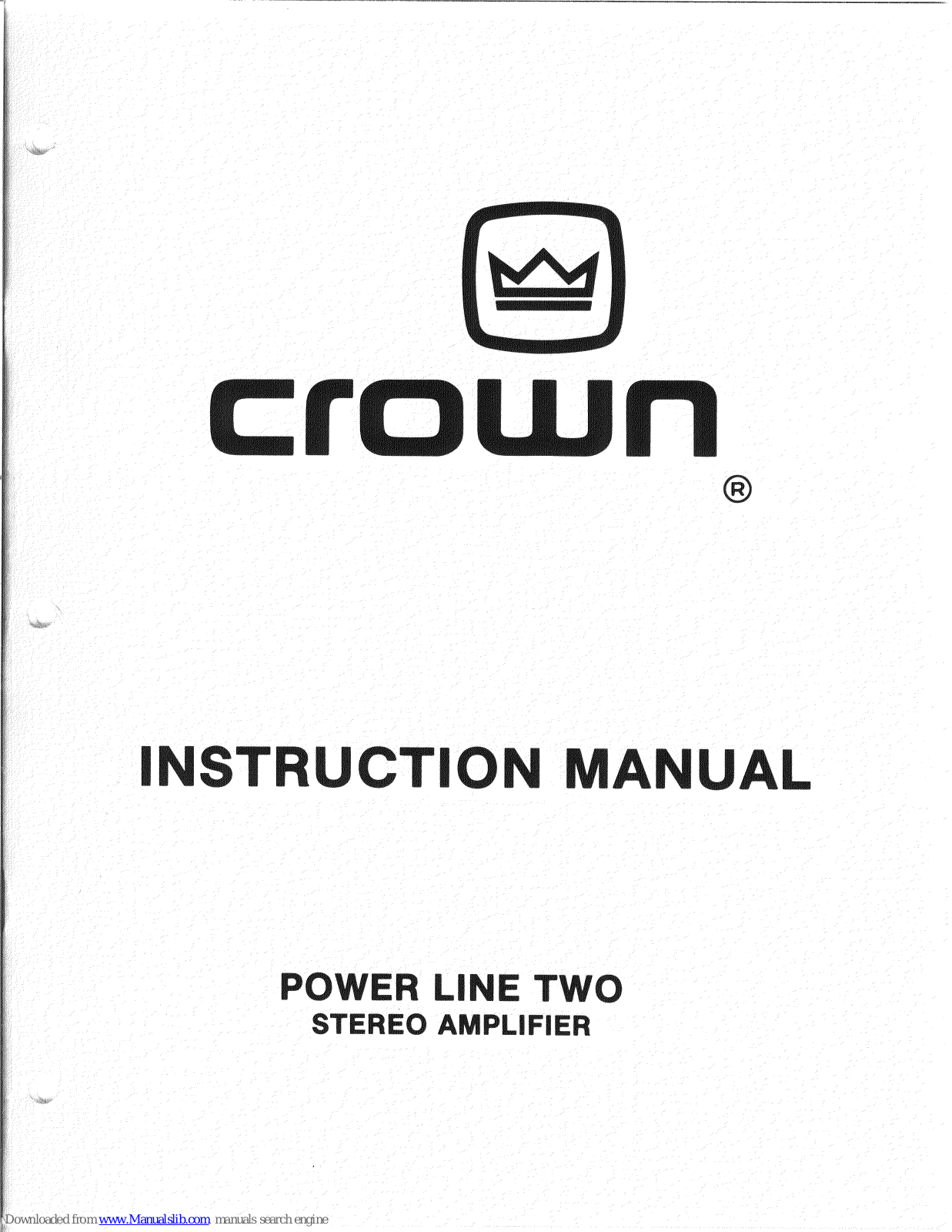 Crown PL-2 Instruction Manual