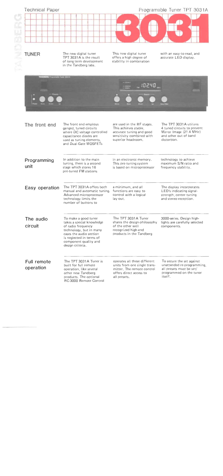 Tandberg TPT-3031-A Brochure