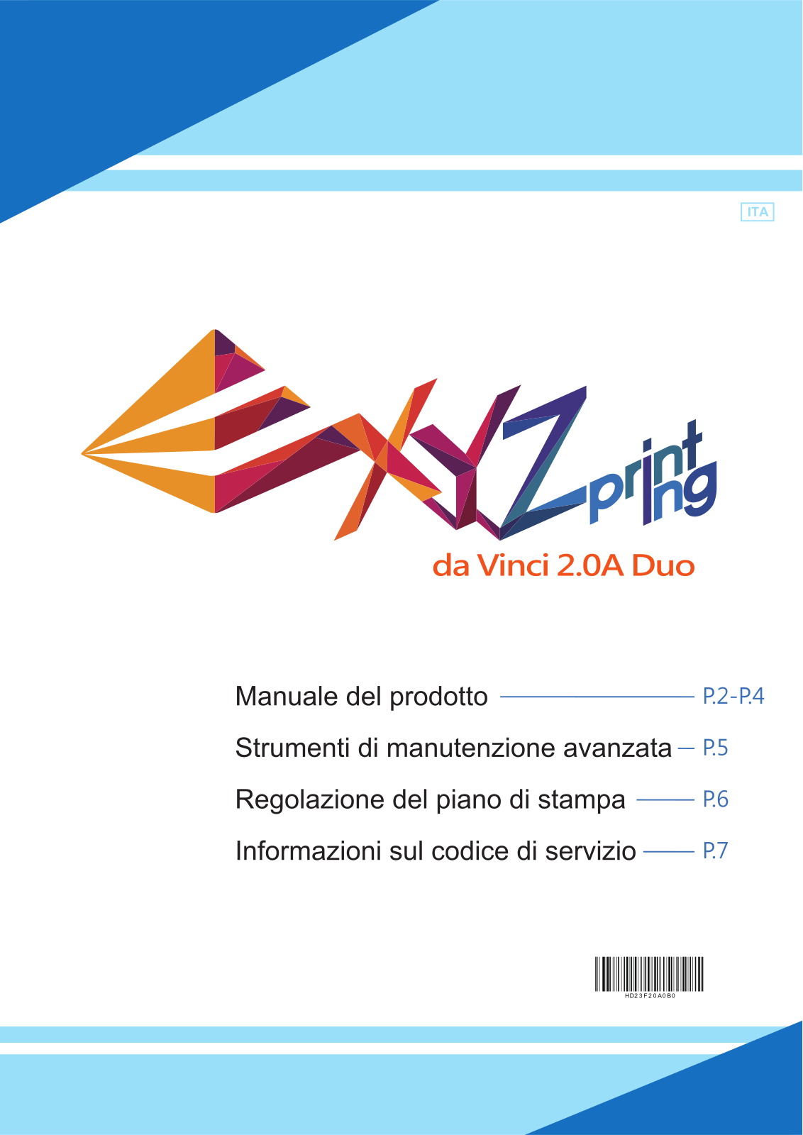 XYZprinting da Vinci 2.0A duo User manual