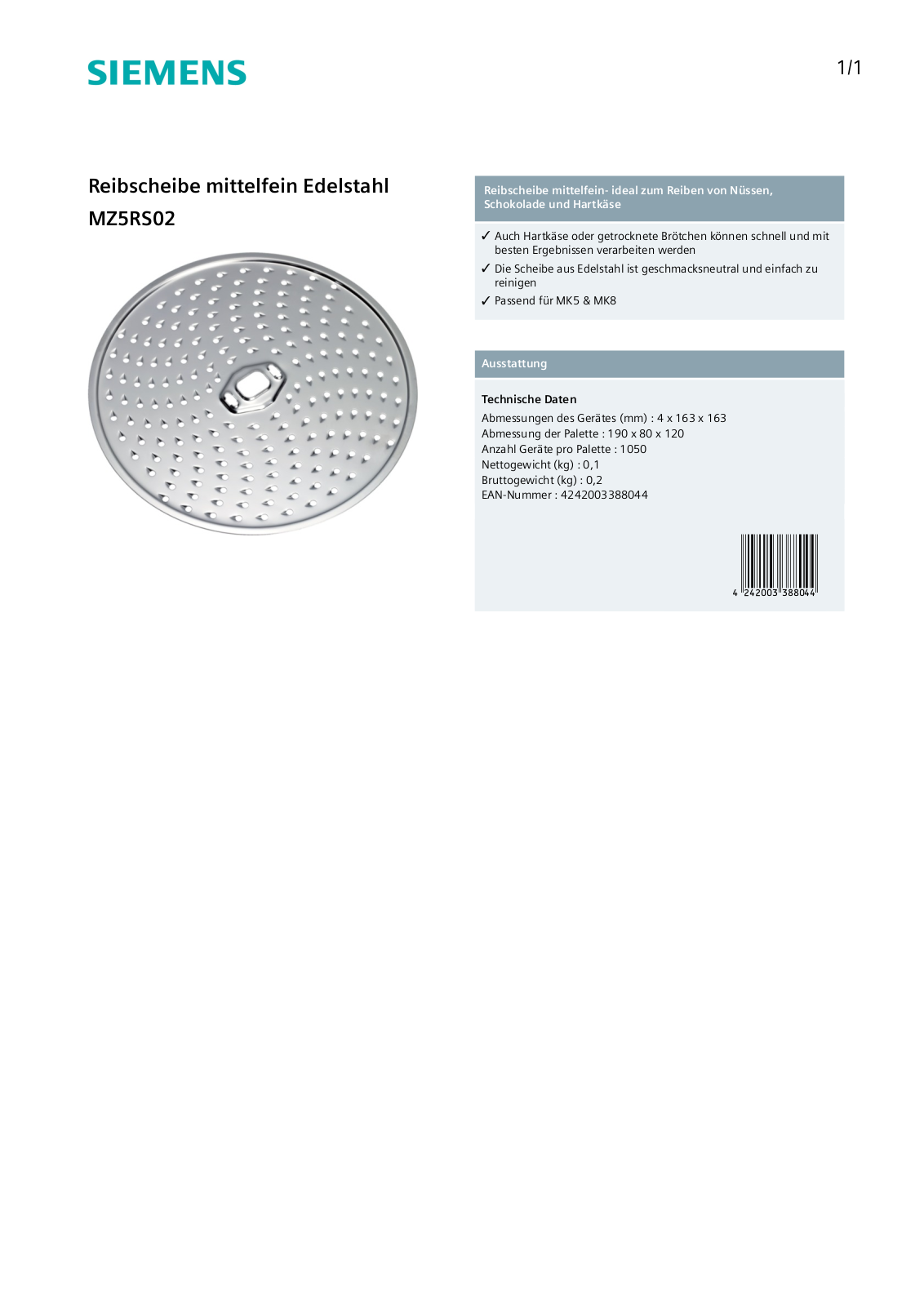 Siemens MZ5RS02 User Manual